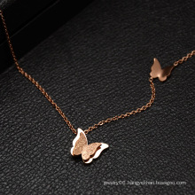 2020 women fashion stainless steel 18k gold plated chain custom initial butterfly charm pendant necklace